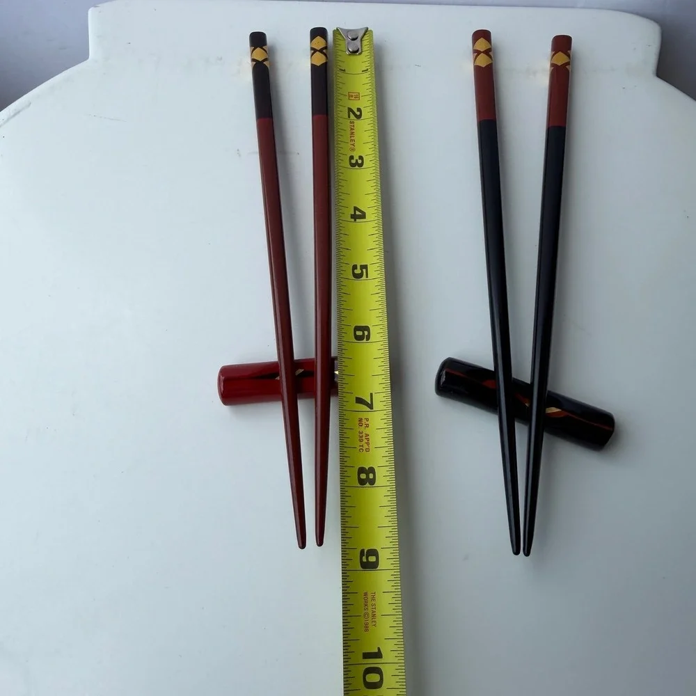 2 Pairs Japanese Style Chopsticks with Rests Set - Excellent Condition - B-9